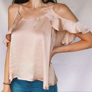 satin cold shoulder tank top